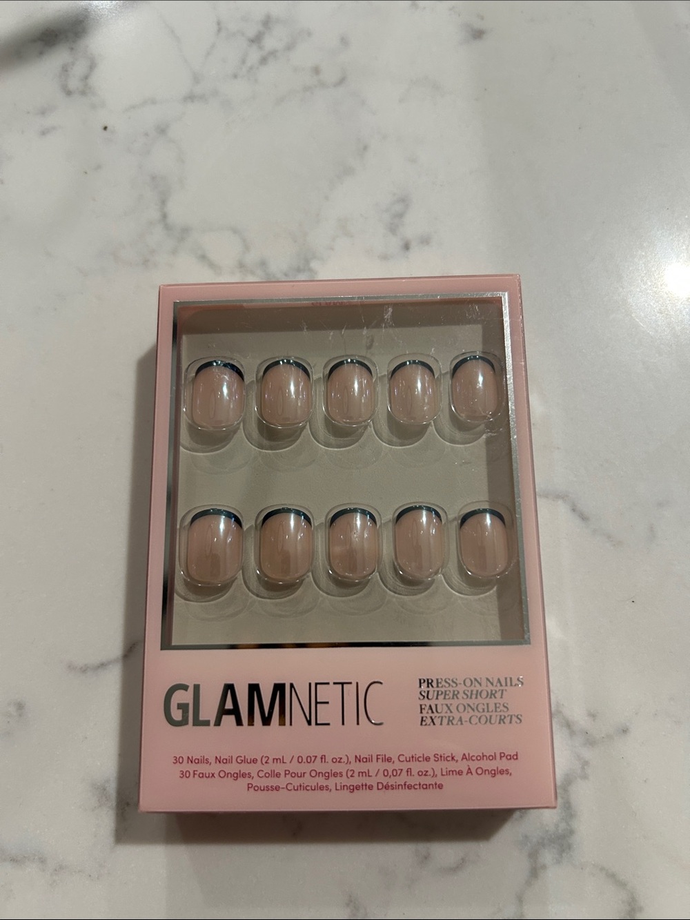 Glamnetic Burnt Miso Nude Press-On Nails with Black French Tip